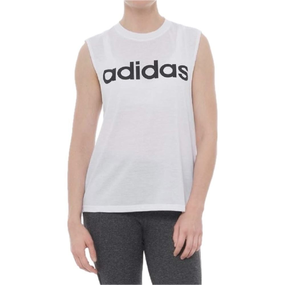 adidas Logo Dash Muscle Tank Top - White, Size M
